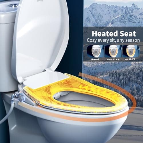 SR SUN RISE Electric Bidet Toilet Seat Elongated - Dual Nozzles for Female & Hip, Comfort Heated Seat & Air Dryer, 6 Wash Modes, Remote & Knob Control, Silent Close Lid, Nightlight, Ultra-Slim 6