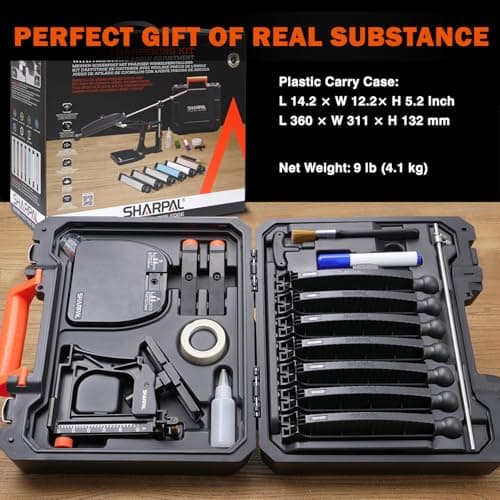 SHARPAL 202H Precision Knife Sharpening System–Adjustable Angle 10–35° Knife Sharpener Kit with 7 Abrasive Plates (Diamond 220/325/600/1000, Whetstone 3000/6000, Leather Strop) and Giftable Carry Case 6