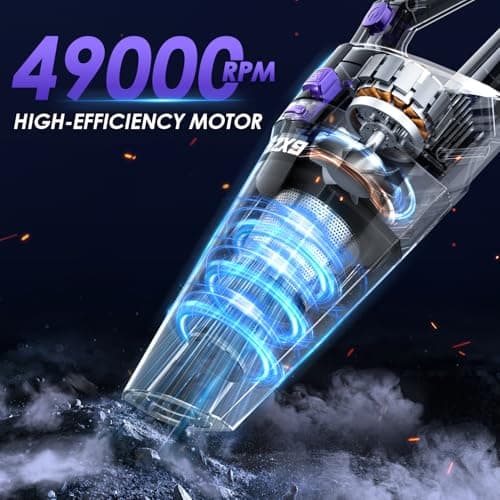 Gxzsk Handheld Vacuum Cordless, 15000PA Strong Suction Hand Held Car Vacuum Cleaner Rechargeable, Portable Hand Vacuum with Multi-Nozzles & Washable Filter for Home Office, Car, Pets 7