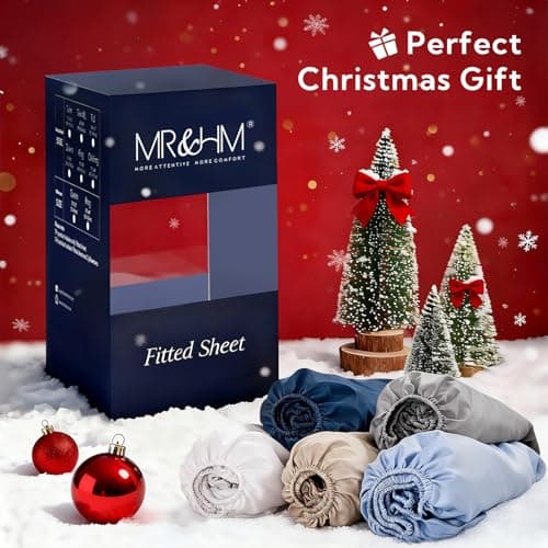 MR&HM Queen Fitted Sheet Only, Ultra-Soft Rayon Derived from Bamboo & Polyester Blend, Silky & Breathable, 15" Deep Pocket with Elastic Straps, Cooling Fitted Sheet for Hot Sleepers, Dark Grey 5