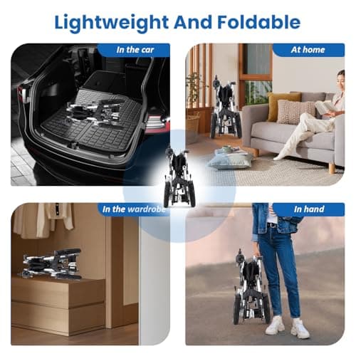 Lightweight Electric Wheelchair,Foldable Power Wheelchairs for Adults,500W All Terrain Motorized Wheelchair,Portable Intelligent Mobility Wheechair for Seniors,Airline Approved Travel Wheelchairs 9