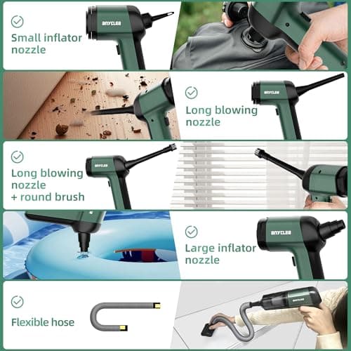 anyclea 3 in 1 Car Vacuum Portable Cordless, 12000PA Strong Suction, 2 Suction Modes, Rechargeable with Type-C, Handheld Vacuum for Car, Office, Home, Pet 5