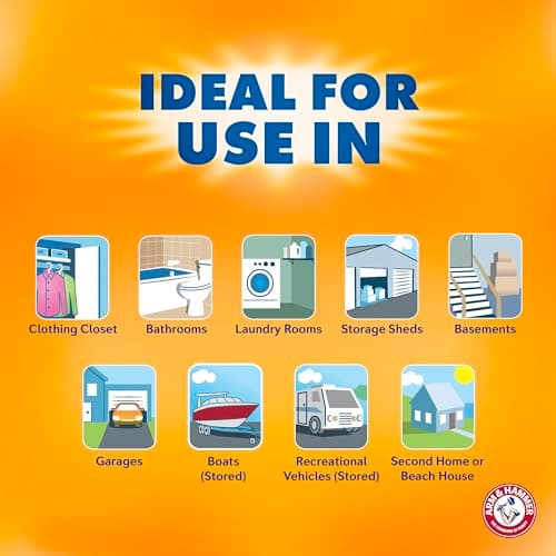 Arm & Hammer Hanging Moisture Absorber and Odor Eliminator, 16.1 oz., 6 Pack, Clean Burst, Moisture Absorbers for Closet and Small Rooms, Long-Lasting Freshness 6