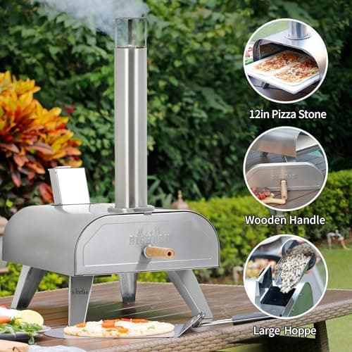 BIG HORN OUTDOORS 12" Multi-Fuel Outdoor Pizza Oven – 3-in-1 Wood-Fired, Gas & Electric Compatible (Burners Sold Separately), Pellet Pizza Oven Portable Pizza Maker for Backyard, Camping & Tailgating 6