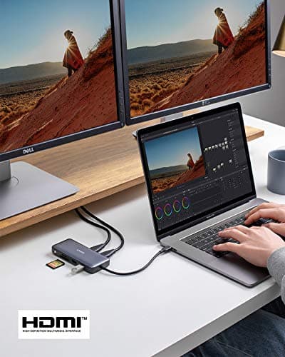Anker Laptop Docking Station Dual Monitor, 8-in-1 USB C Hub, 4K Dual Monitor with 2 HDMI, 1 Gbps Ethernet Hub, 85W Power Delivery, SD Card Reader, for XPS and More (Charger not Included) 8