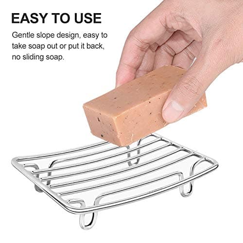 GUUKAR Bar Soap Dish Holder for Shower Bathroom Stainless Steel Rust Proof Self Draining with White Soap Saver Pad 5