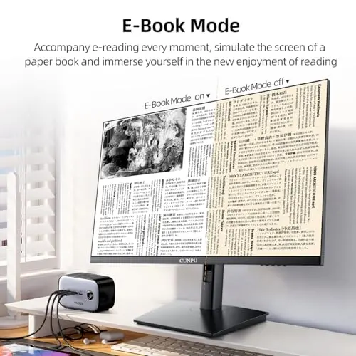 CUNPU 24 Inch 4K Computer Monitor, UHD (3840 x 2160) IPS Panel for Photo Video Editing, ΔE < 2, 185PPI, DCI-P3 100%, 1.07B+ Colors, HDR10, VESA, Height Adjustable, Vertical, Built-in Dual Speakers 5