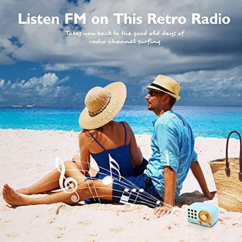 Retro Bluetooth Speaker, Vintage Radio-Greadio FM Radio with Old Fashioned Classic Style, Strong Bass Enhancement, Loud Volume, Bluetooth 5.0 Wireless Connection, TF Card and MP3 Player (Blue) 5