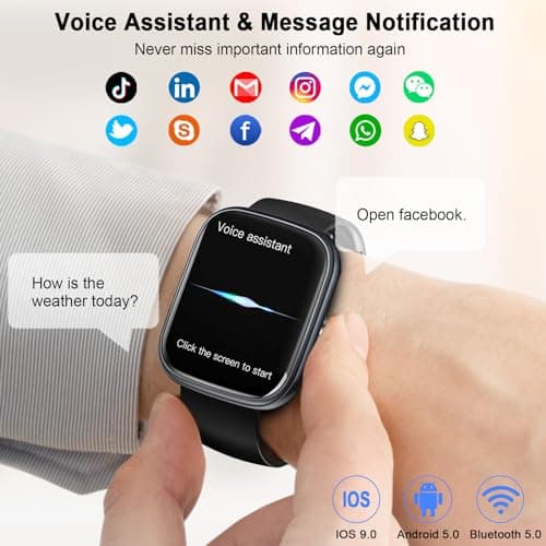 uaue Smart Watch (Answer/Make Call), 1.91" Smartwatch Fitness Activity Tracker for Men Women, 110+ Sports IP68 Waterproof, Heart Rate/Sleep Monitor/Pedometer/Calories, Fitness Watch for Android iOS 5