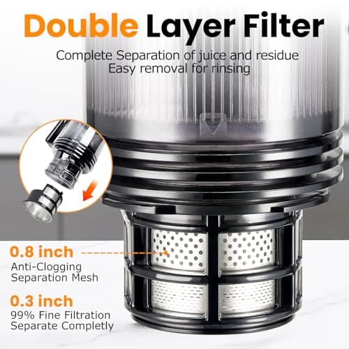 ATSENT Cold Press Juicer,Slow Masticating Juicer Machines with 5.3" Large Feed Chute for Most Fruits and Vegetables,Easy to Clean Lemon Orange Juicer with 250W Motor and High Juice Yield 5