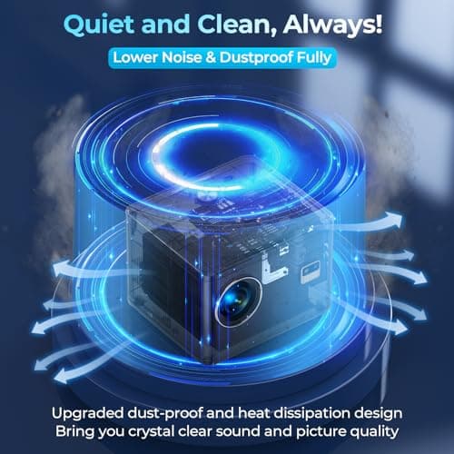 Projector 4K,【Auto Focus/Keystone】Projector with WiFi and Bluetooth, Native 1080P 800ANSI Outdoor Movie Projector, Auto 6D Keystone & 50% Zoom, Mini Projector for Bedroom/Home Theater with USB, HDMI 6