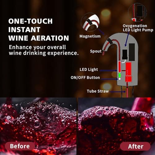 Rechageable Electric Wine Opener Gift Set, Electric Wine Aerator Dispenser, Electric Wine Corkscrew, Automatic Wine Saver Vaccum Pump, Foil Cutter, 4-in-1 Cordless Wine Bottle Opener Gift Set 5