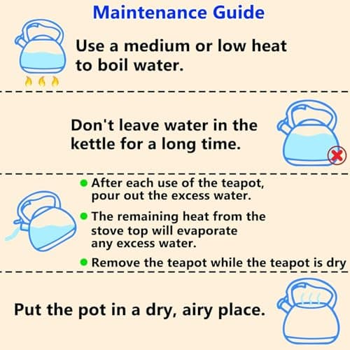 Foedo Tea Kettle Stovetop, 3.2 Qt Stainless Steel Whistling Kettle for Stove Top, Food Grade Teapot with Wood Pattern Handle for Coffee, Milk etc, Gas Electric Applicable (Black) 7