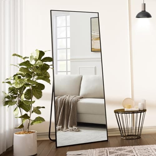 Koonmi 64"x21" Floor Mirror Full Length, Bedroom Floor Body Mirror with Stand, Large Black Mirror, Leaning, Standing or Hanging Horizontally/Vertically 6