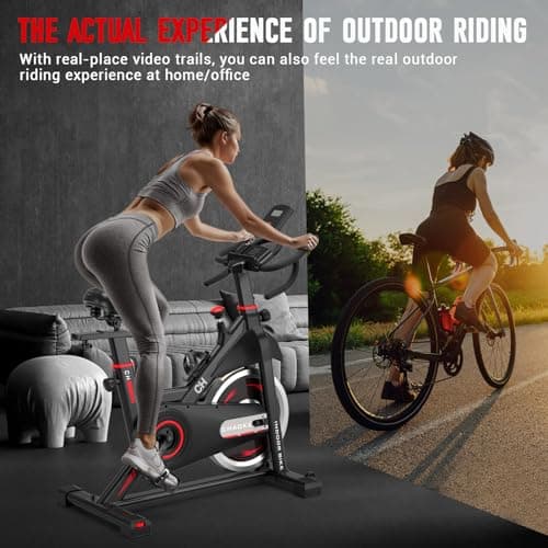 Exercise Bike, CHAOKE Indoor Cycling Bike with Heavy Flywheel, Comfortable Seat Cushion, Silent Belt Drive, LCD Monitor for Home Gym Cardio Workout Training 8