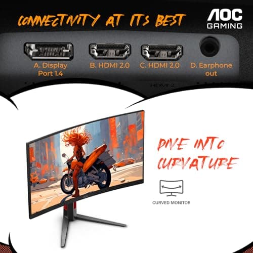 AOC C27G4ZH 27" Curved Frameless Ultra-Fast Gaming Monitor, FHD 1080p, 0.3ms HDMI 240Hz/DP 280Hz, 1500R, AMD FreeSync, HDR, Height Adjustable, 3-Year Zero Dead Pixel Guarantee 5
