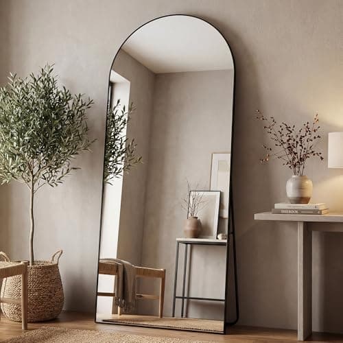 Antok 71" x32” Arched Full Length Floor Mirror, Black Aluminum Frame, Free Standing/Wall Mount/Leaning for Bedroom, Living Room, Dressing Room 2