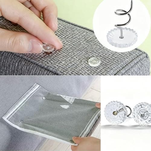 S-SJEDA 50 Pcs Bed Skirt Pins and Upholstery Pins, Clear Head for Slipcovers, Mattress, Furniture Covers - 0.5 Inch Invisible Hold, Say Goodbye to Shifting Fabrics 6