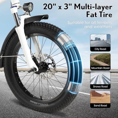 WakeWheel Electric Bike for Adults,1500W 450lbs Capacity Cargo Ebike, 48V 17.5Ah/35Ah Single/Dual Battery, 20"×3.0" Fat Tire 32MPH Electric Bicycle with Basket and Rear Rack for Carrying Passenger 6