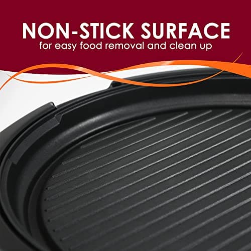 Elite Gourmet EMG-980B Smokeless Electric Tabletop Grill Nonstick, 6-Serving, Dishwasher Safe Removable Grilling Plate, Grill Indoor, Tempered Glass Lid, Adjustable Temperature, 14" Black 9