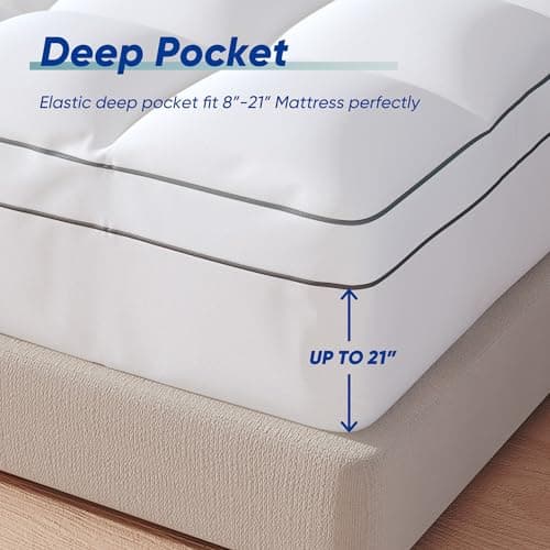 Memory Foam Mattress Topper Queen 4 Inch, Dual Layer 2 Inch Gel Memory Foam Plus 2 Inch Cooling Pillow Top Mattress Pad with 8-21 Inch Deep Pocket, Comfort Support for Back Pain 5