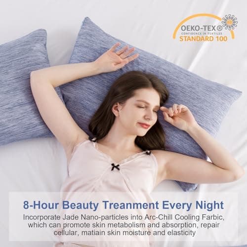 Elegear Cooling Pillow Cases for Hot Sleepers, Japanese Q-Max 0.5 Cooling Pillowcases, Both Sides(Cooling/Cotton), Breathable Soft Pillowcase for Hair and Skin, Set of 2-Blue (Standard (20" x 26")) 5