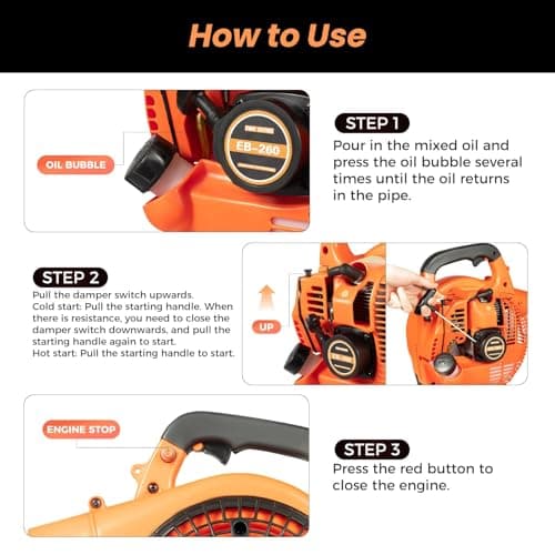 IOENC Gas Leaf Blower 2-Stroke 25.4CC,4.59FT³/H Handheld Gas Blower for Lawn Care,7000rpm Powerful Clearing Performance Leaf Blower for Road Maintenance,Sanitation Cleaning,etc. 8