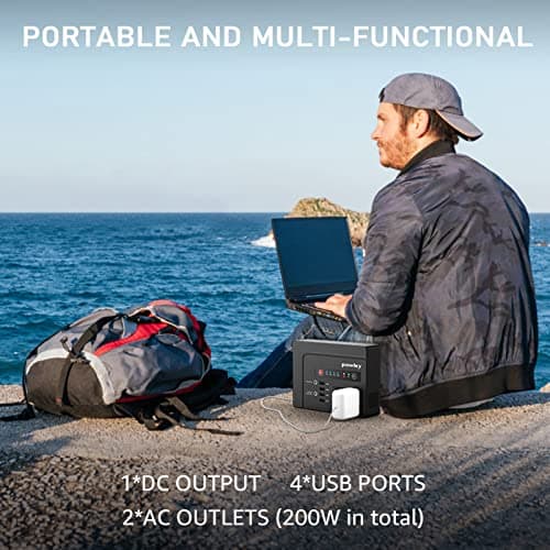 powkey 200W Portable Power Bank with AC Outlet, 146Wh Rechargeable Backup Lithium Battery, 110V Pure Sine Wave AC Outlet for Outdoor RV Trip Travel Home Office Emergency 8