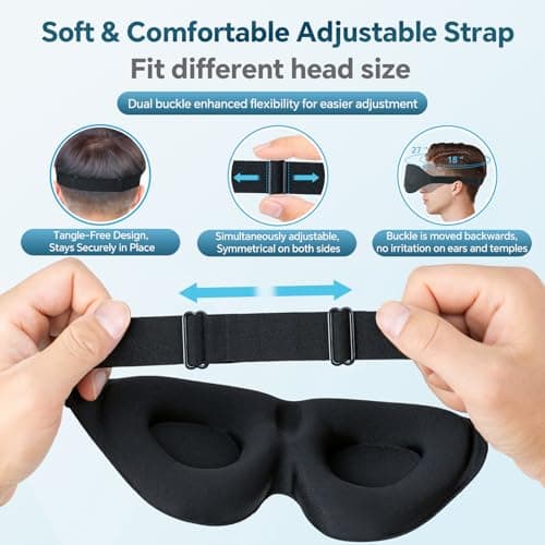 ZGGCD Sleep Mask for Side Sleeper, Light Blocking Sleeping Eye Mask for Women Men, 3D Contoured Cup Night Blindfold, Luxury Eye Cover Eyeshade with Adjustable Strap for Travel, Nap, Black 6