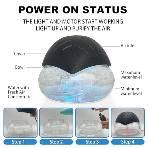 Air Freshener（Black） - for Home, Bedroom, Office and Warehouse - Essential Oil Aroma Diffuser with LED Color Night Light and Soothing Water Flow Sound - for Pets and Smokers. 7
