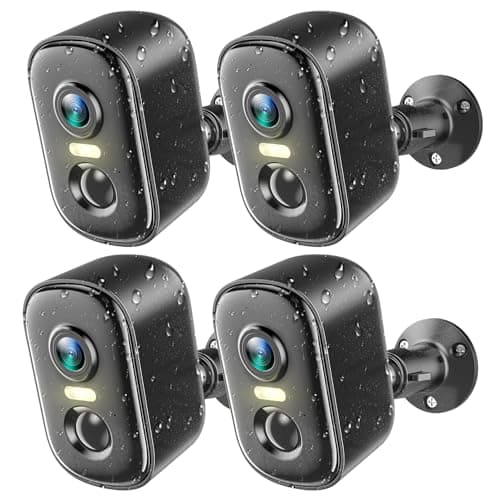 2K Security Cameras Wireless Outdoor, 4 Pack Battery Powered WiFi Cameras for Home Security with AI Motion Detection, Spotlight Color Night Vision, 2-Way Talk, Siren Alarm, IP65, Cloud/SD Storage