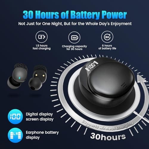 Ertuly Sleep Earbuds for Side Sleepers Wireless Earbuds Comfortable Noise Blocking LED Power Display Music Sleep Dual Mode for Sleeping Working Hiking (Apricot) 5