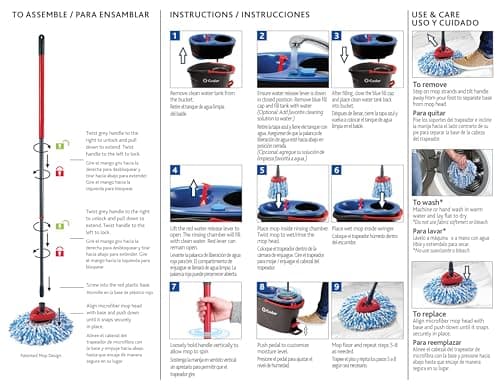 O-Cedar RinseClean Spin Mop & Bucket System | Clean with Water | Removes 99% of Bacteria 19