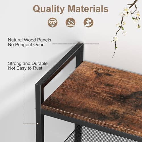 Refrze Shoe Rack for Front Door Entrance, 4 Tier Height-Adjustable Metal Shoe Rack, Sturdy Wooden Top and Tiltable Steel Frame Heavy Duty Shoe Organizer for Bathroom,Bedroom,Kitchen，Include Hook 5