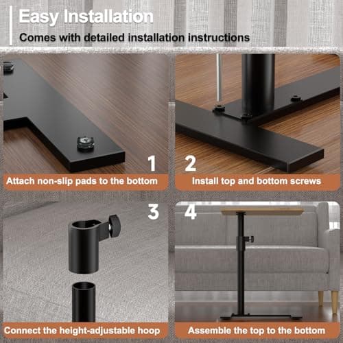 Novamer Sofa Armrest Tray Table - 360° Bamboo Swivel TV Trays - Height Adjustable Side Table for Bed or Chair with Phone and Tablet Slots - End Tables for Small Spaces (1, Fair, Standard) 5