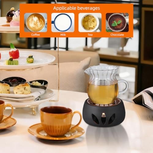 Ceramic Teapot Warmer,4.72 X 2.36 Inch Tealight Warmer with Candle Holder Japanese Pottery Teapot Accessories for Heating Coffee Milk Tea 5