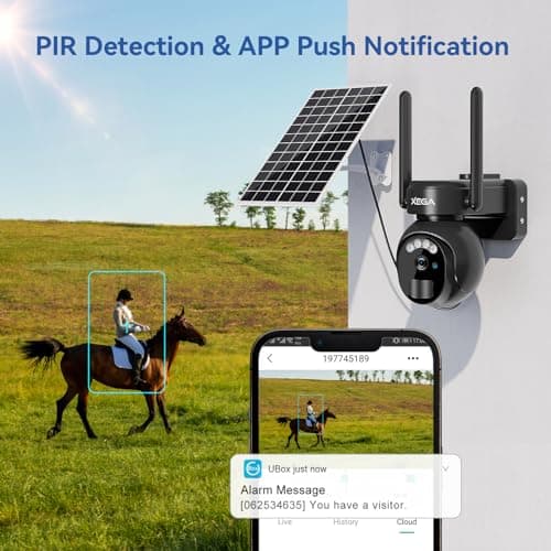 Xega 4G LTE Security Camera No WiFi with SIM Card 2K Super HD Solar Powered Wireless Outdoor 4G Security Camera PIR Motion Sensor Night Vision 2 Way Talk 【Built in SIM Card】 5