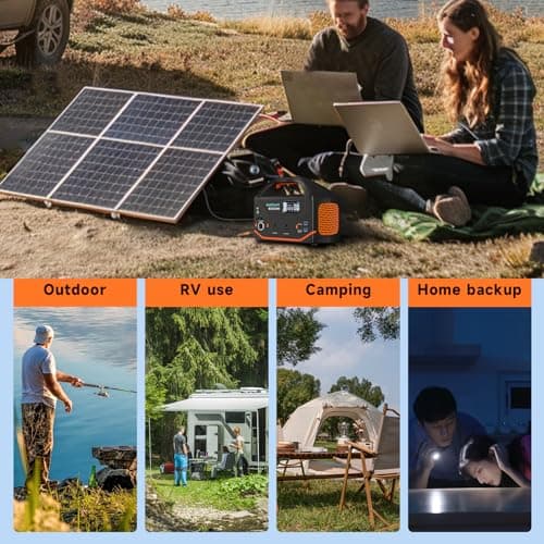 Portable Power Station 600W 293Wh Camping Lithium Battery, Portable Generator for Home Use Emergency Power Station Backup Travel Outdoor 100W PD & 110V Pure Sine Wave AC Outlet 5