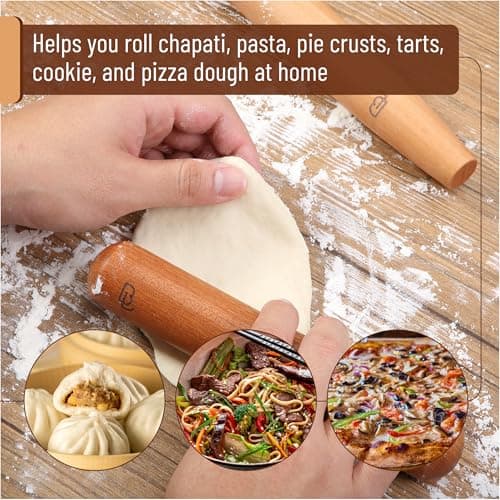 BAMBOO LAND- French Rolling Pin Set, 2 pcs, 16", 8", Natural Wood Rolling Pins for Baking 6