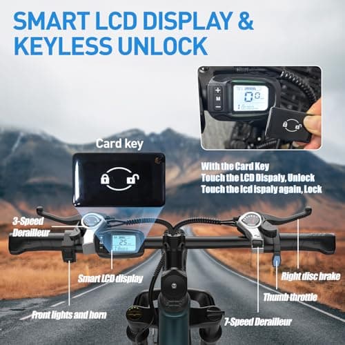 Aairsk Electric Bike 24", 23Mph Speed 13Ah Battery & 750W Peak Motor, 21-Speed & Dual Suspension, Max Range 40 Miles, Electric Mountain Bicycle for Adults (24 Inch GT900, Cyan) 5