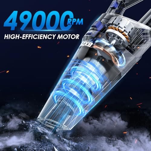 Gxzsk Handheld Vacuum Cordless, 15000PA Strong Suction Hand Held Car Vacuum Cleaner Rechargeable, Portable Hand Vacuum with Multi-Nozzles & Washable Filter for Home Office, Car, Pets 7