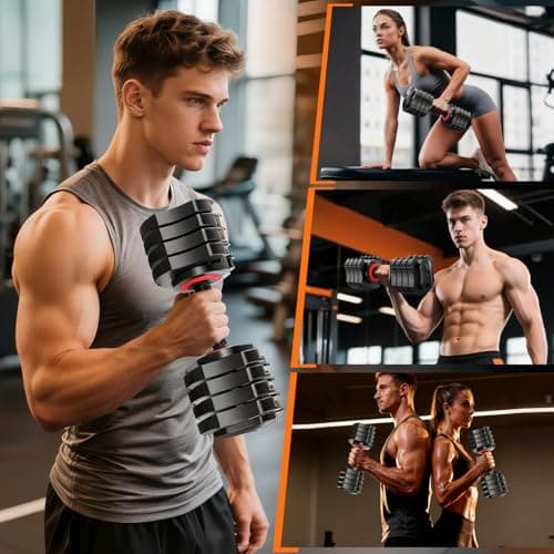 LEEKEY Adjustable Dumbbells 1PCS, Dumbbells with Anti-Slip Handle for Exercise & Fitness Fast Adjust Weight, Innovative Workout Equipment, Dumbbell Set Adjustable Weight 7