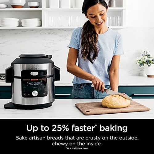 Ninja OL601 Foodi XL 8 Qt. Pressure Cooker Steam Fryer with SmartLid, 14-in-1 that Air Fries, Bakes & More, with 3-Layer Capacity, 5 Qt. Crisp Basket & 45 Recipes, Silver/Black 9