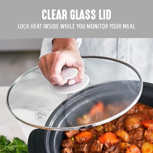 GreenLife 6QT Slow Cooker, Non-Toxic PFAS-Free Ceramic Nonstick Removable Interior Bowl, Programmable, Family Friendly, Keep Warm, Stovetop & Oven Safe, Dishwasher Safe Crock, Timer, Glass Lid, White 9