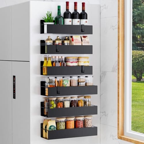 Hleelomi 6 Pack Magnetic Spice Rack Organizer Storage for Refrigerator and Oven, Fridge Organizers and Shelf