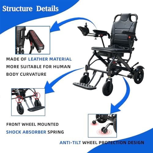 [2026 Model] Power Wheelchair Lightweight Foldable, World's Lightest Electric Wheelchair Only 30 lbs for Adults & Seniors, Airline Approved, Travel-Friendly, All-Terrain Motorized Wheel Chair 6