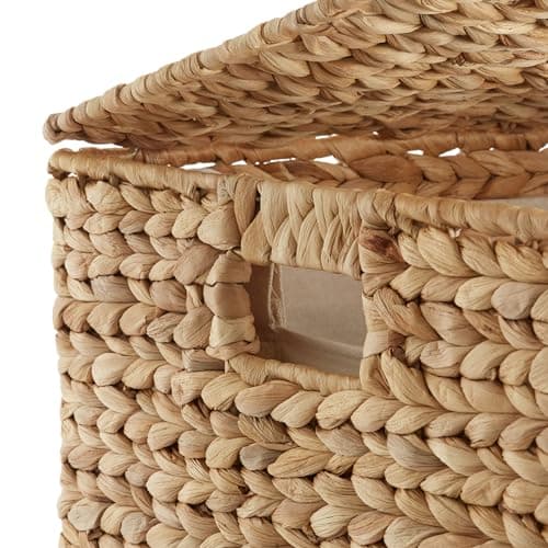 Casafield Laundry Hamper with Lid and Removable Liner Bag - Natural, Woven Water Hyacinth Square Laundry Basket Sorter for Clothes and Towels 5