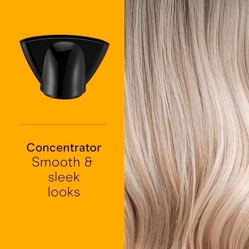 Conair Hair Dryer Style & Shine Natural Crystal Collection, 1875W Hairdryer, 3 Heat Settings, 2 Speeds, Blow Dryer with Concentrator Attachment, Ionic & Hematite-Infused Ceramic Technology, Black 8