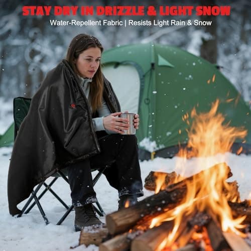 Cordless Heated Blanket Compatible with Milwaukee Battery,5S Rapid Heating,Waterproof Portable,60"x 35.5",3 Heating adjustable Electric Wearable Heated Shawl for Home,Office,Travel,Camping(NO Battery) 6