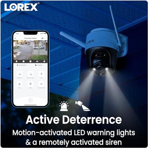 Lorex 2K Pan-Tilt Outdoor WiFi Security Camera | 360° View | Auto-Tracking | Color Night Vision | Person Detection | Warning Light & Siren | IP66 Weatherproof | 32GB MicroSD Included | No Monthly Fee 6
